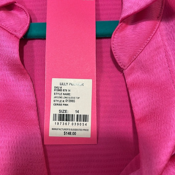 Lilly Pulitzer Jaylene long sleeve top color is cerise pink size 14 ￼ - Picture 6 of 6